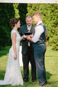 Their trusted pastor officiating, Hillary and Chaz exchange their vows. Talented musicians contribute to the ceremony, and Hillary's nephew memorized and recited scripture just for the occasion. The two couldn't have looked more excited and happy.